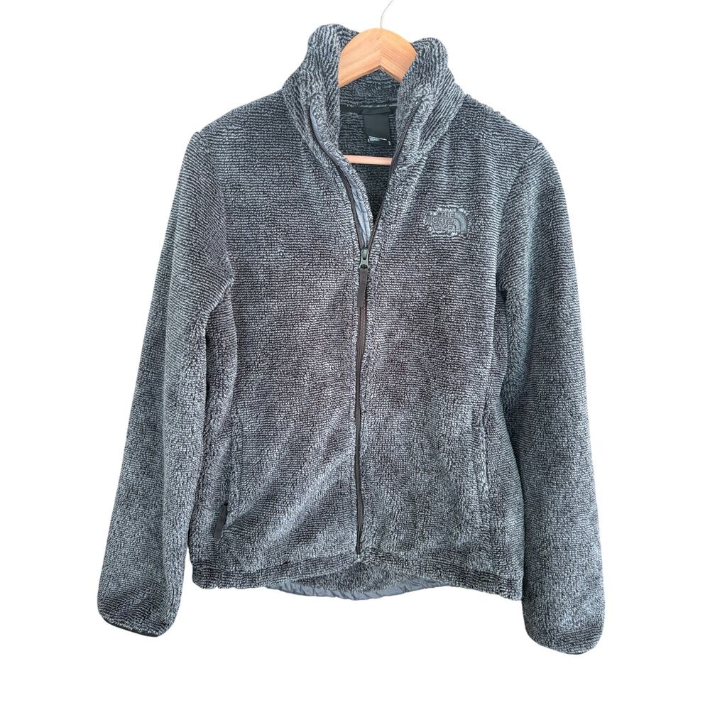 North Face Womens Osito 2 Jacket M Black Charcoal Gray TNF Zip Up Fleece Coat